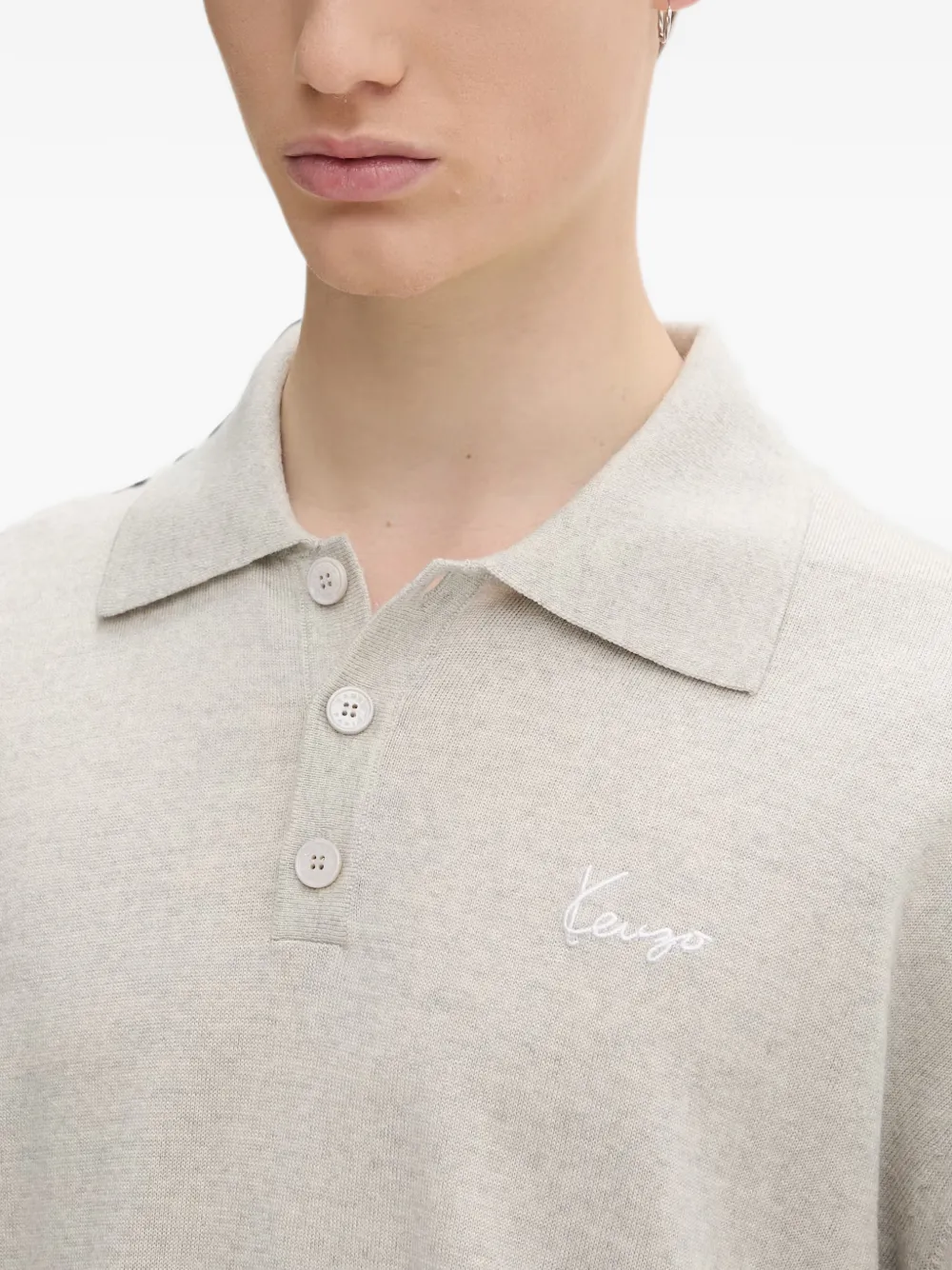 Kenzo Gebreid poloshirt met geborduurd logo Beige