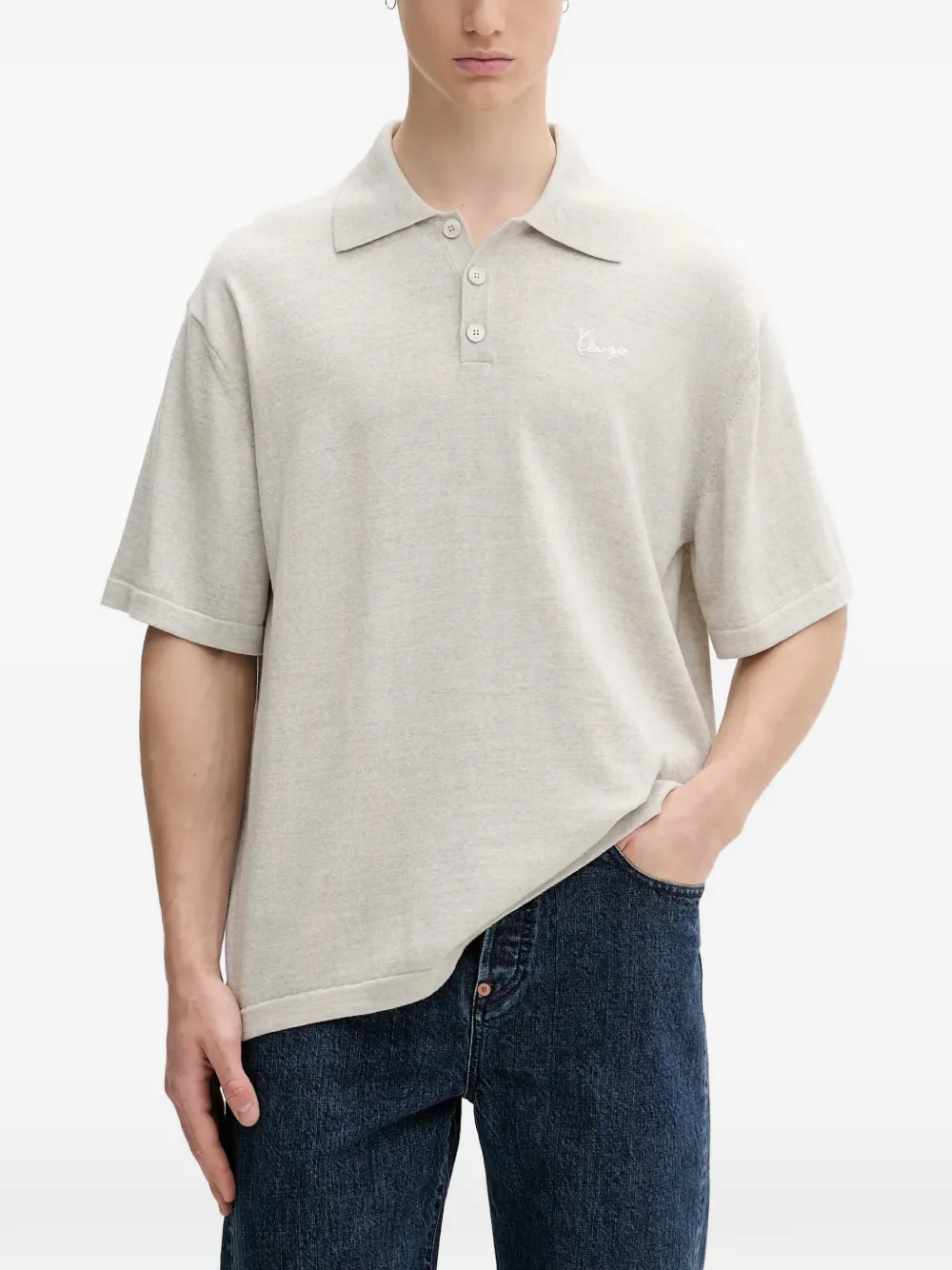 Kenzo Gebreid poloshirt met geborduurd logo Beige