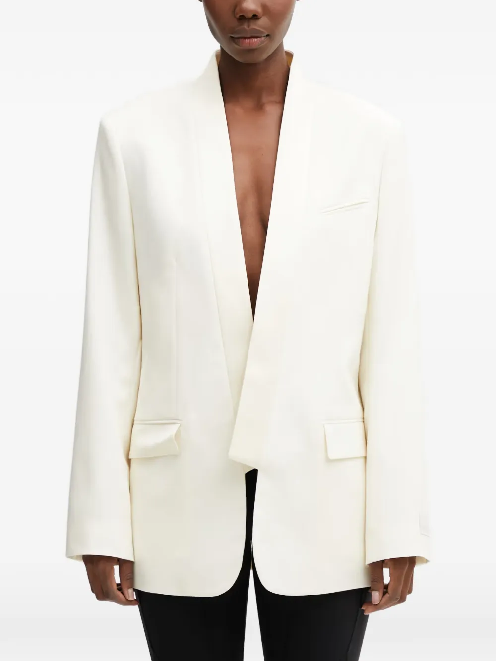 Kenzo logo-patch shawl-lapels blazer - Neutrals