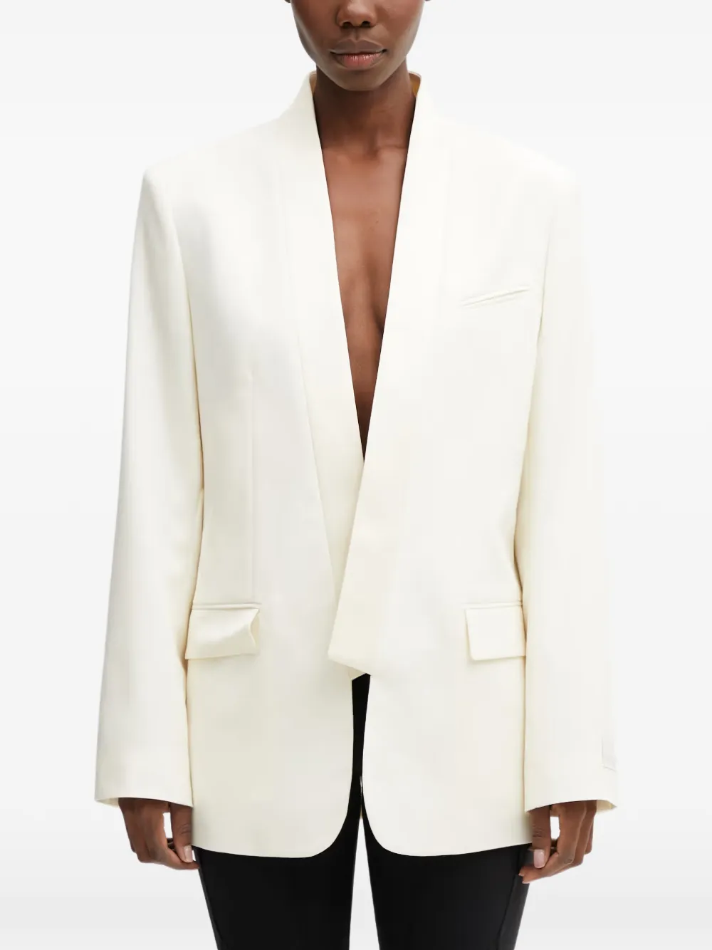 Kenzo logo-patch shawl-lapels blazer - Toni neutri