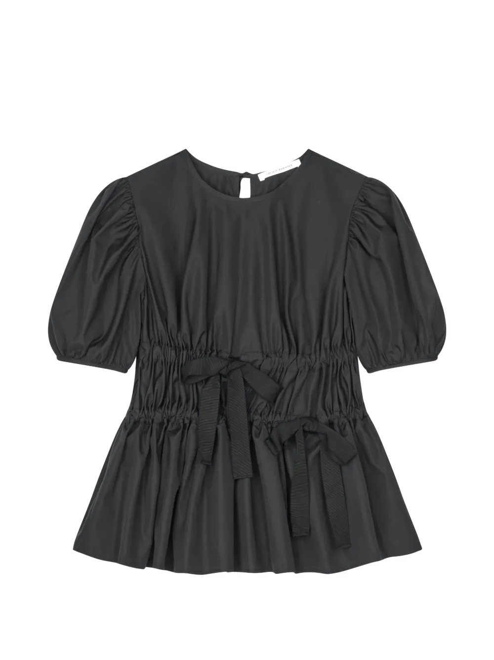 Cecilie Bahnsen Freya tied-waist pull-sleeved blouse - Nero