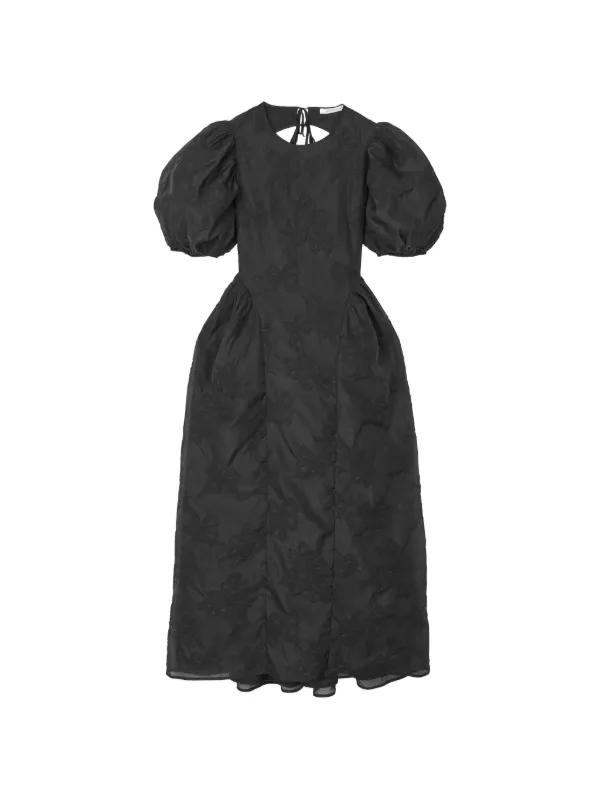 Cecilie Bahnsen Ulani Papillon-matelassé Flared Midi Dress in Black