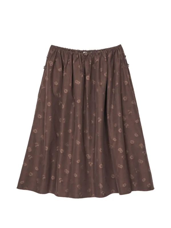 Cecilie Bahnsen Fiella Ditsy-bellis-jacquard Full Midi Skirt in Brown
