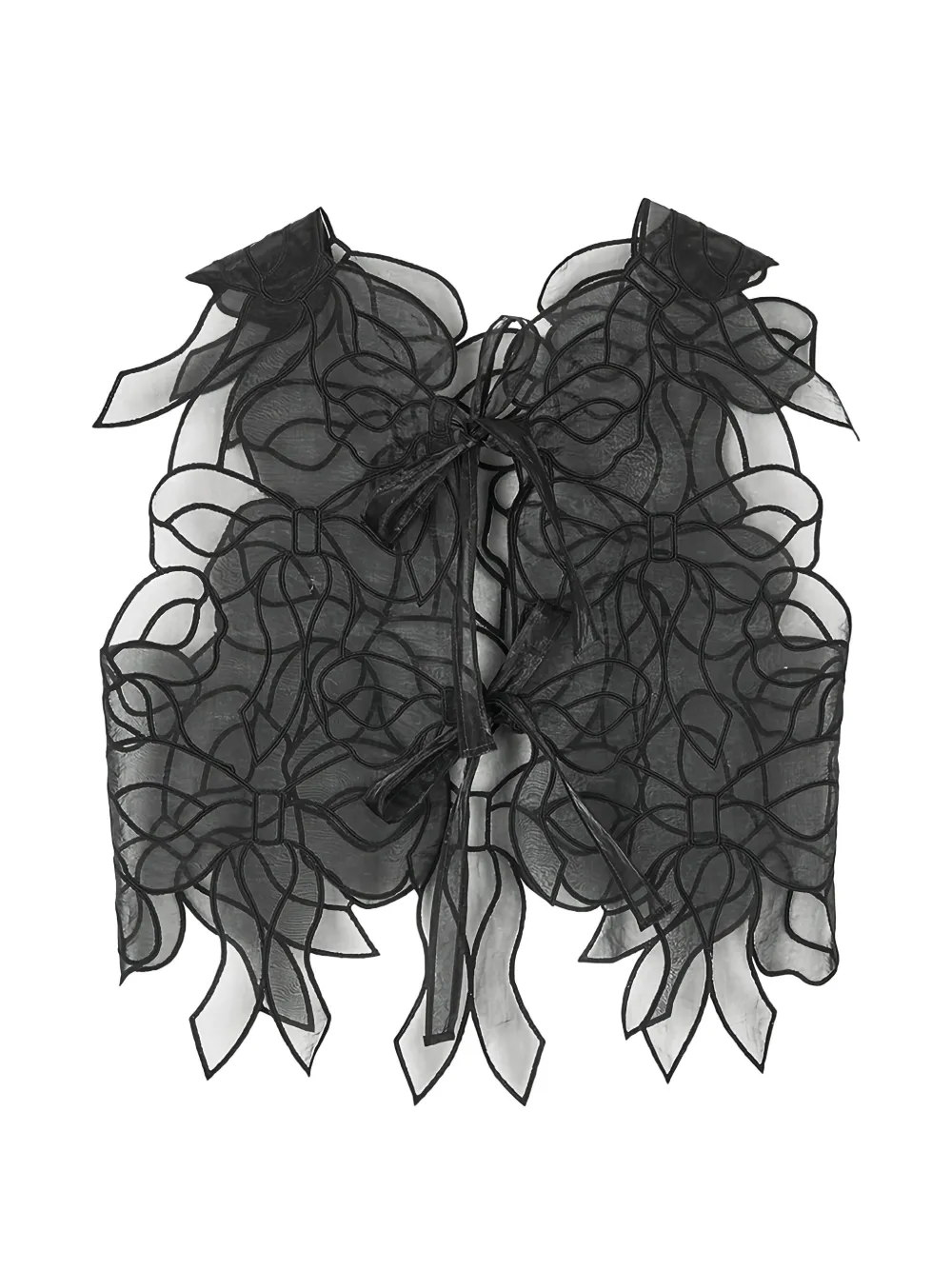 Cecilie Bahnsen Abaya doorzichtige blouse met geborduurde strik Zwart