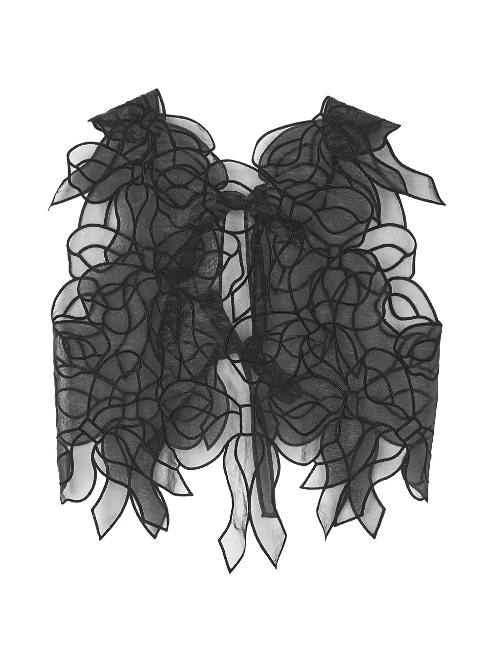 Cecilie Bahnsen Abaya bow-embroidered sheer blouse - Nero