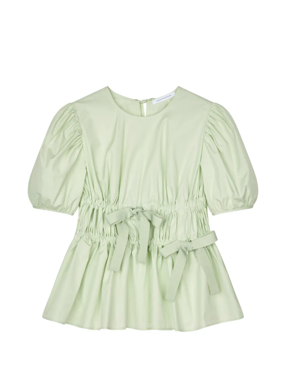 Cecilie Bahnsen Freya shirred peplum short-sleeved blouse - Green