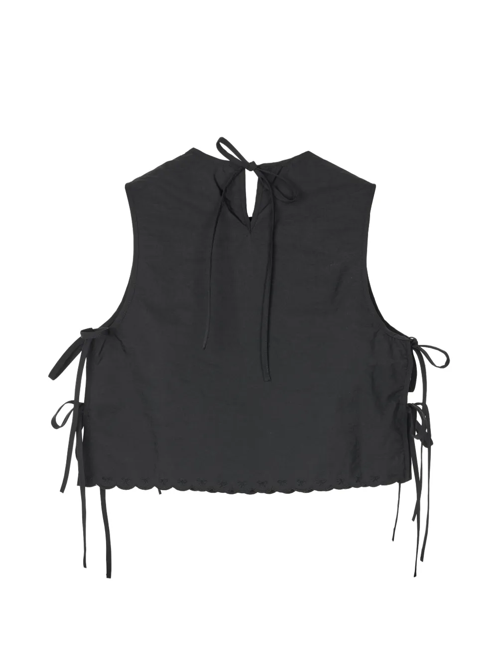 Cecilie Bahnsen Feeba mouwloze blouse met borduurwerk en strik Zwart