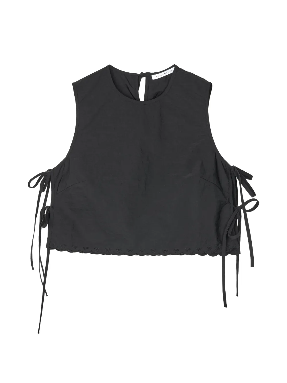 Cecilie Bahnsen Feeba embroidered side-tie sleeveless blouse - Nero