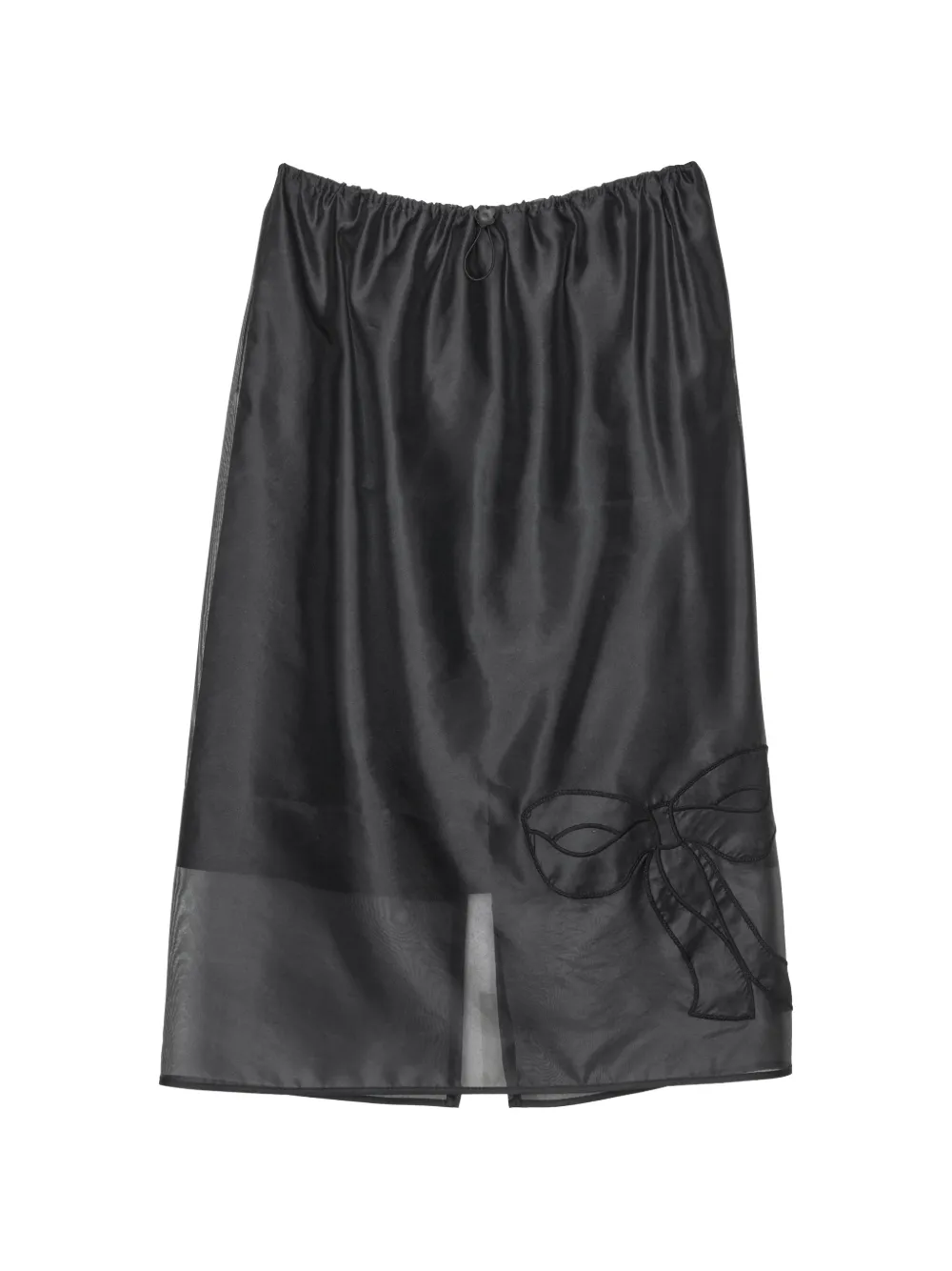 Cecilie Bahnsen Bria bow-appliqué straight midi skirt - Nero