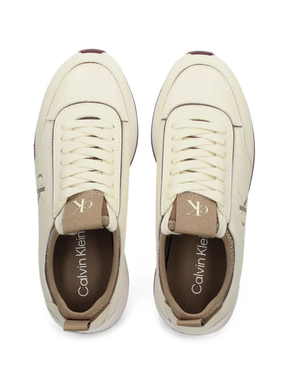 Calvin Klein Sneakers met vlakken en logoprint Beige