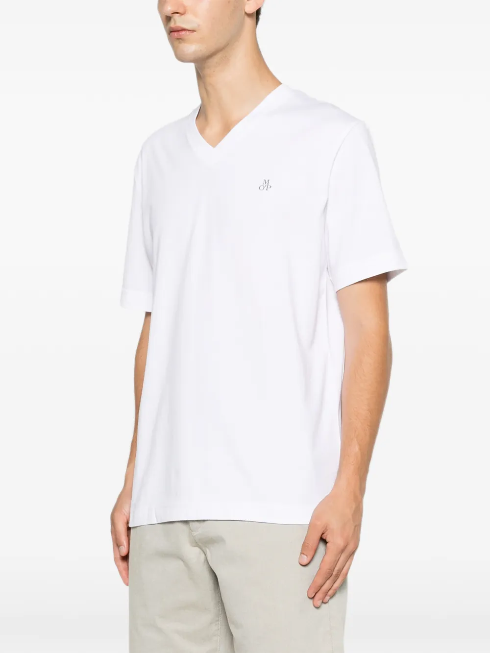 Marc O'Polo T-shirt met V-hals Wit