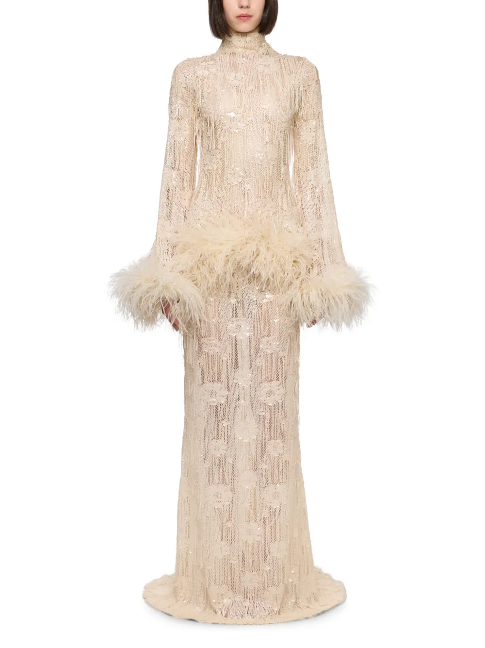 Atu Body Couture sequin-embellished feather-trim dress - Toni neutri
