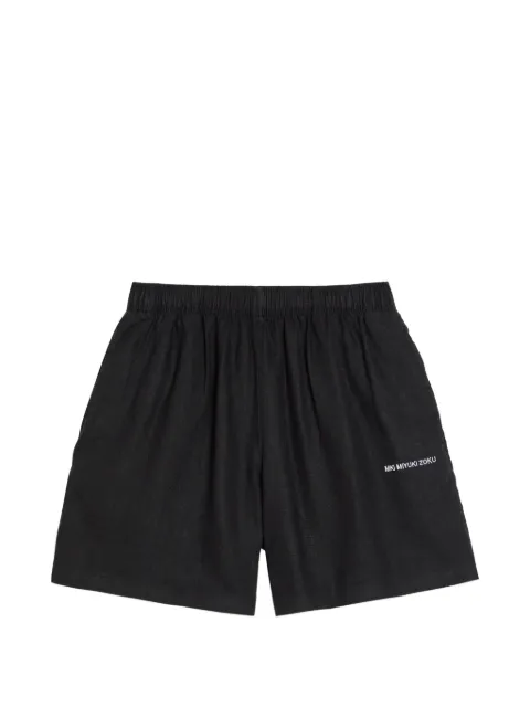 MKI Miyuki Zoku logo-print linen shorts