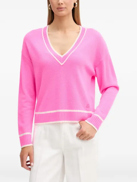 FROM FUTURE striped-trim V-neck sweater