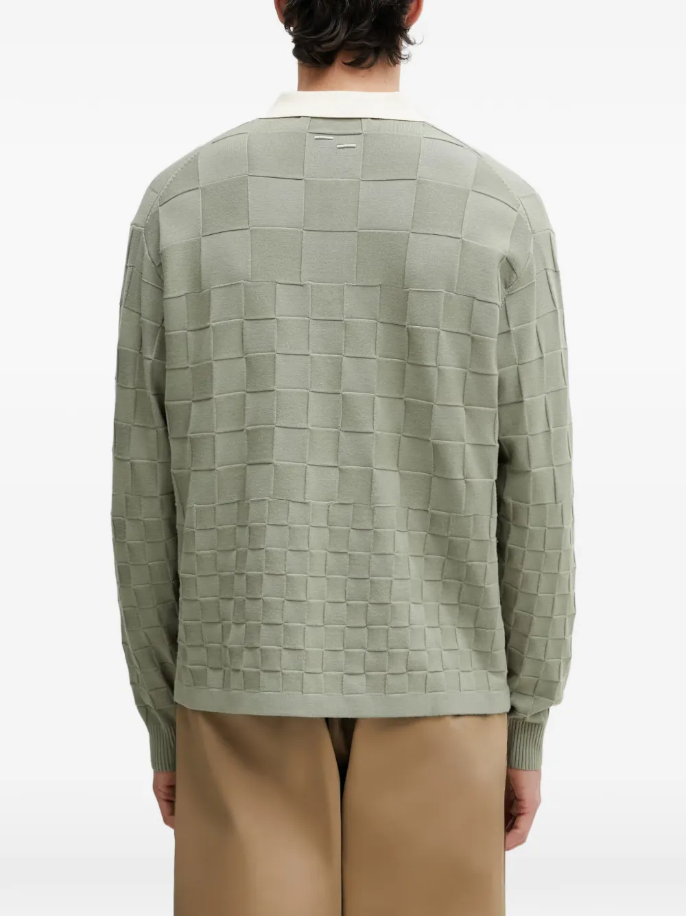 Filling Pieces Rugby geruite gebreide sweater met lange mouwen Grijs