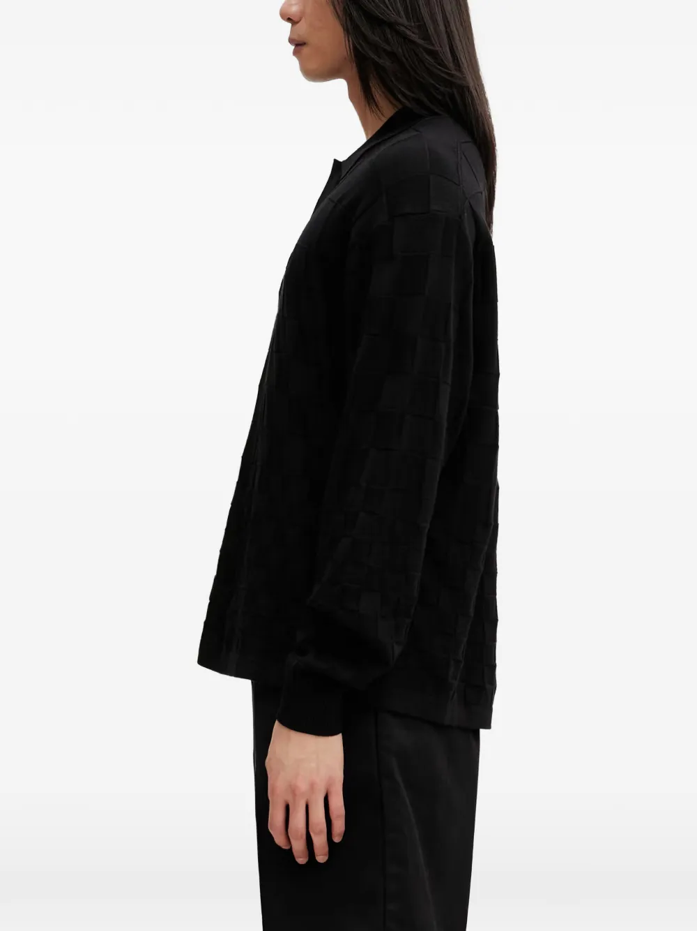 Filling Pieces Rugby geruite sweater met geborduurd logo Zwart