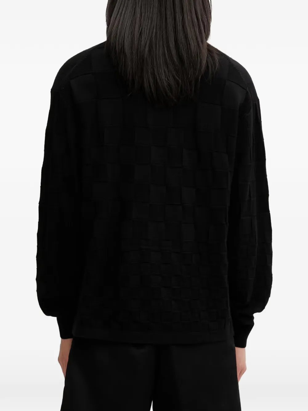 Filling Pieces Rugby geruite sweater met geborduurd logo Zwart