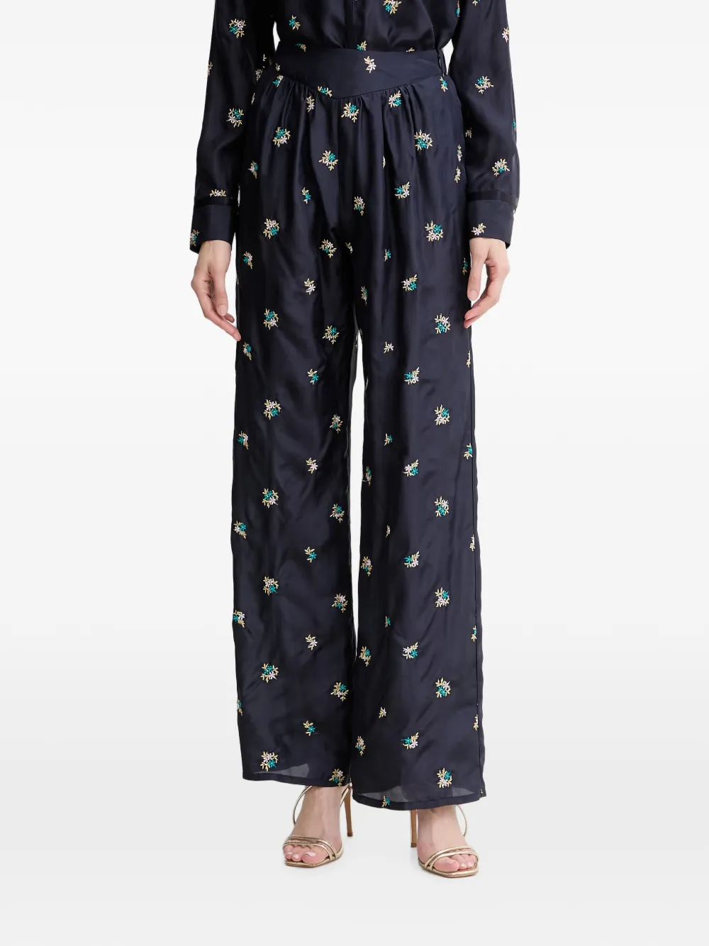 Forte Forte floral-embroidered trousers - Blu