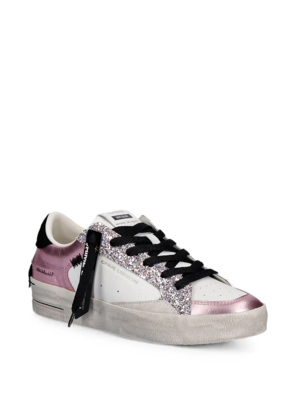 Crime London Sk8 Deluxe glitter-embellished sneakers Roze