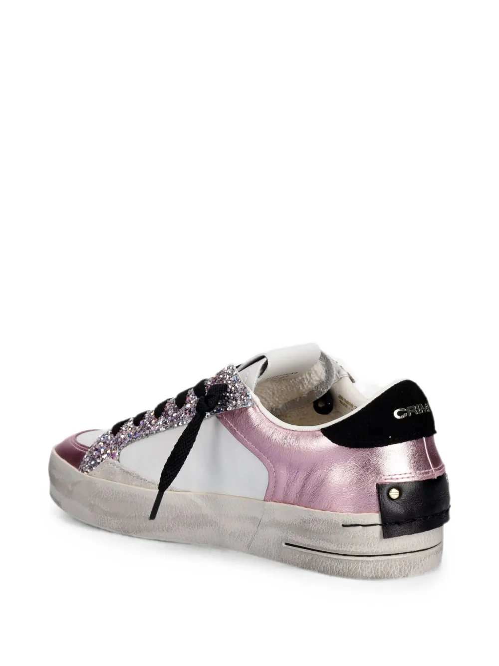 Crime London Sk8 Deluxe glitter-embellished sneakers Roze