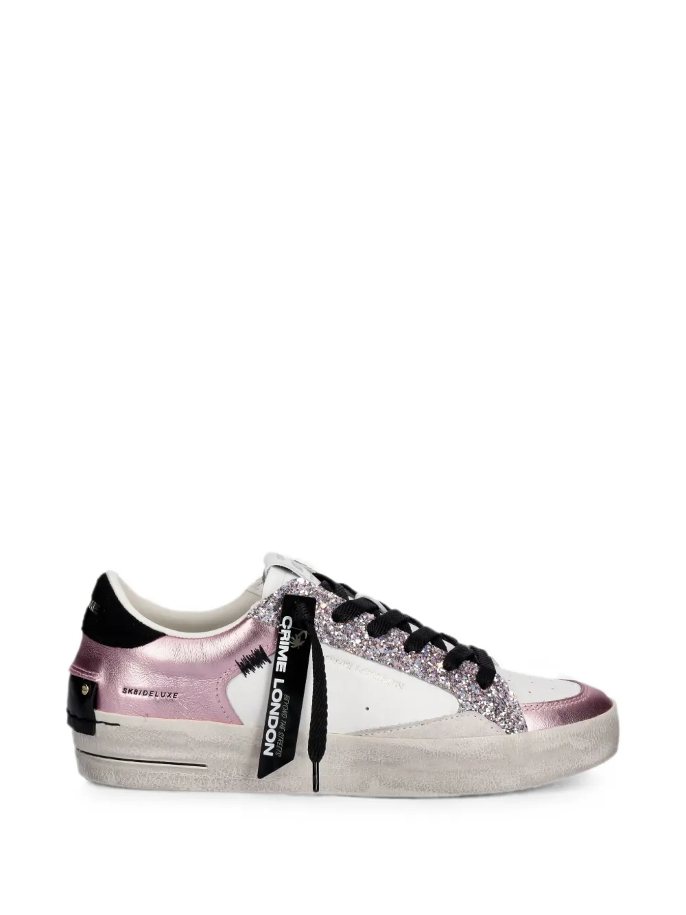 Crime London Sk8 Deluxe glitter-embellished sneakers Roze