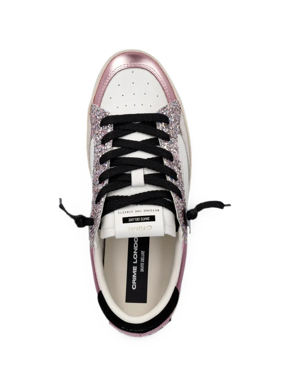 Crime London Sk8 Deluxe glitter-embellished sneakers Roze