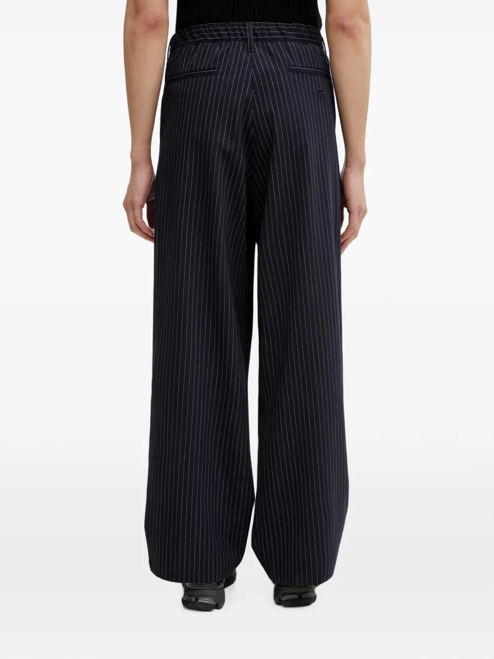 Filling Pieces Geplooide broek met wijde pijpen en krijtstreep Blauw
