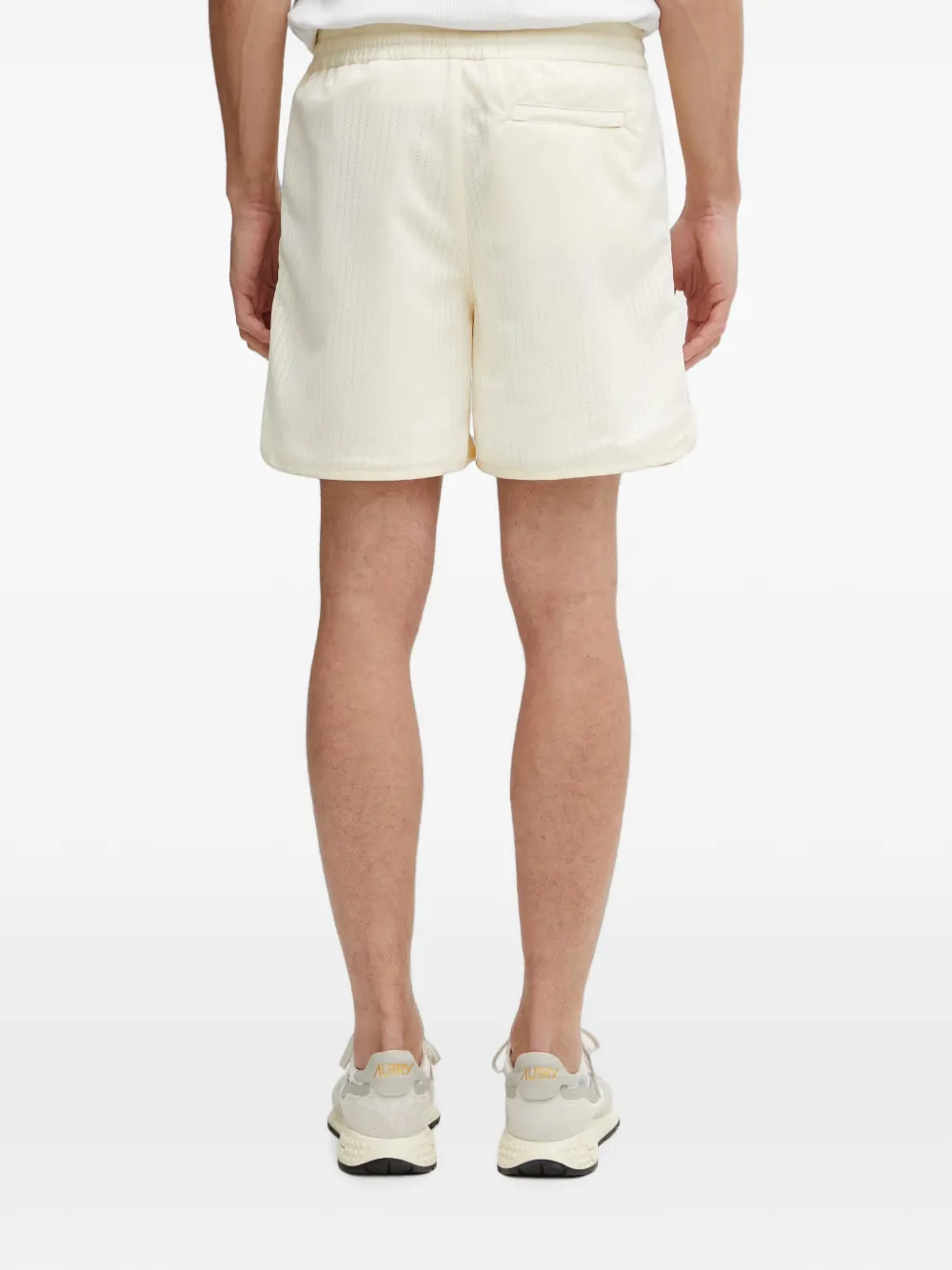 Filling Pieces Resort mesh gebreide shorts met geborduurd logo Beige