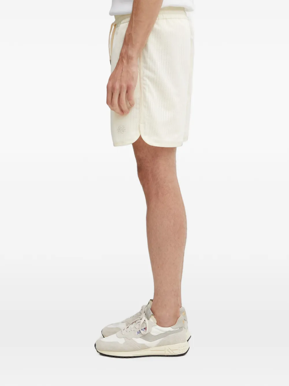 Filling Pieces Resort mesh gebreide shorts met geborduurd logo Beige