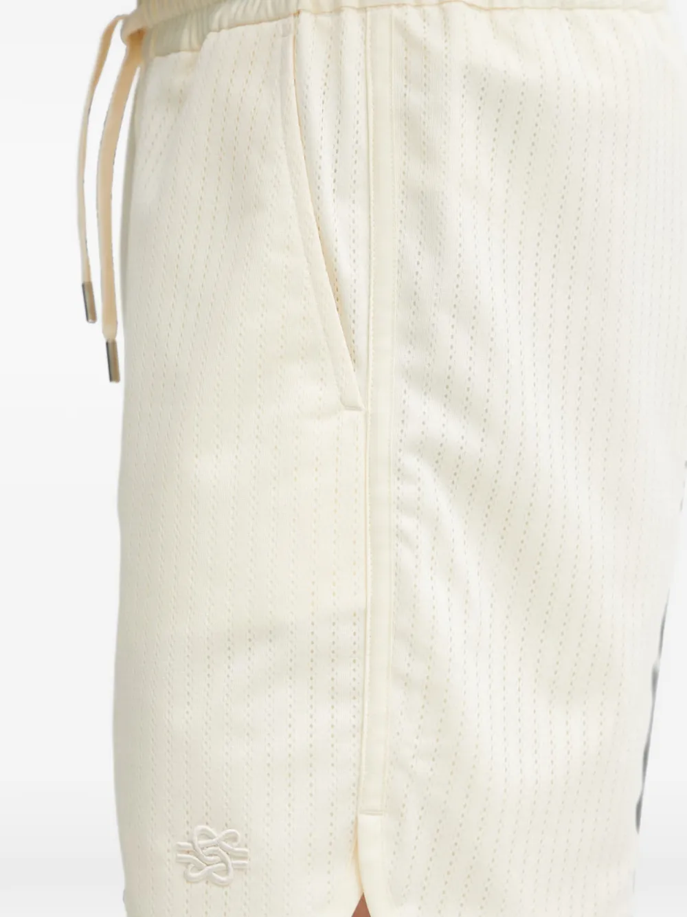 Filling Pieces Resort mesh gebreide shorts met geborduurd logo Beige