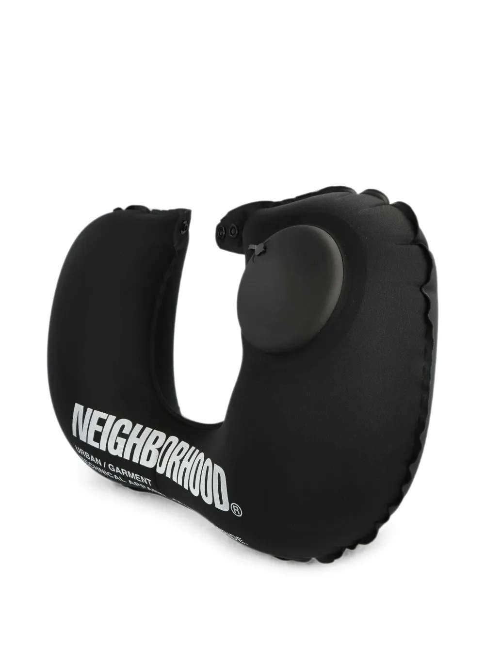 Neighborhood Opblaasbaar nekkussen met logo-print Zwart