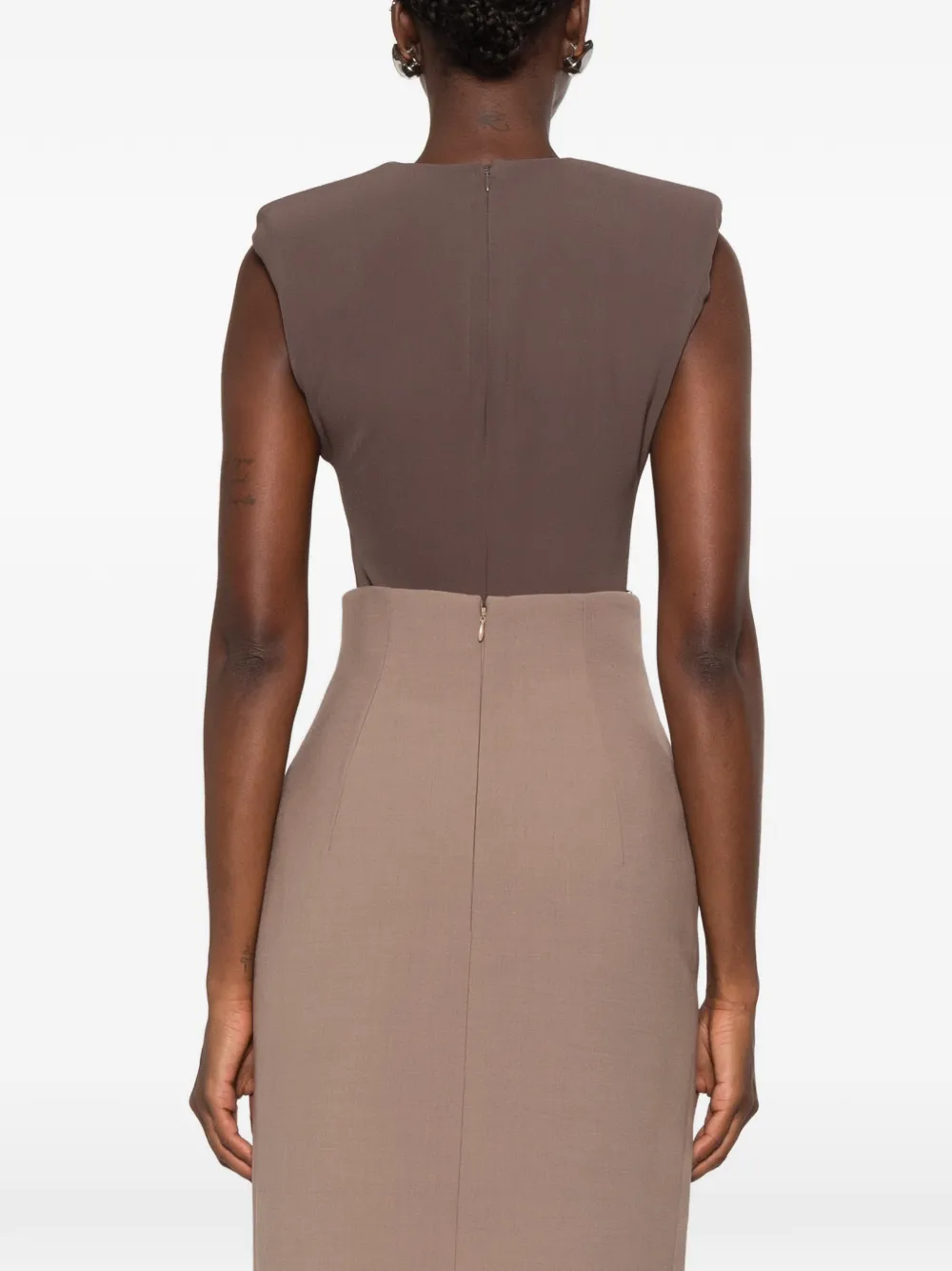Mugler Body met gewatteerde schouders Bruin