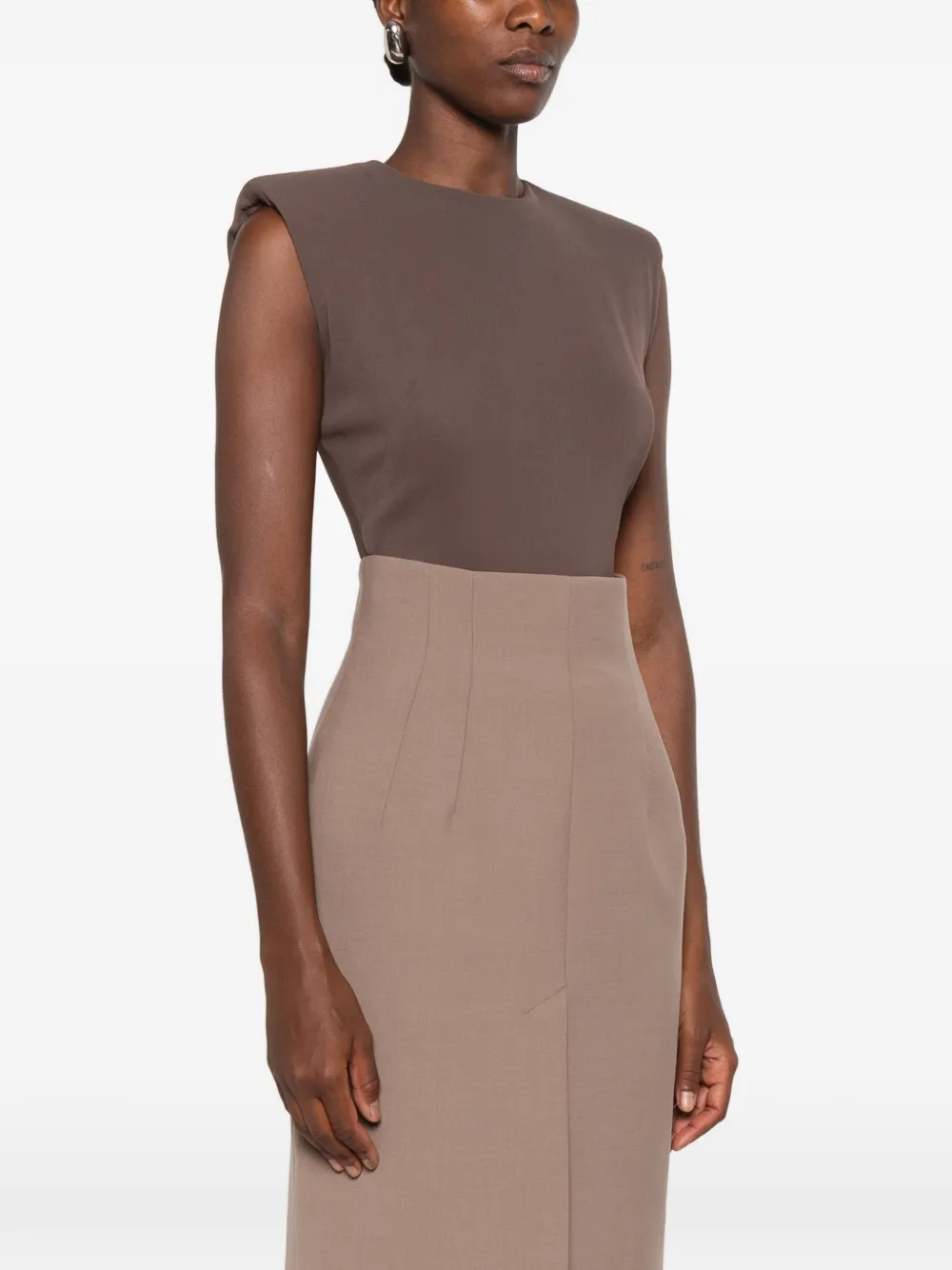 Mugler Body met gewatteerde schouders Bruin