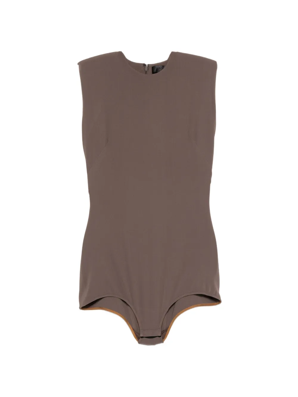 Mugler padded-shoulder sleeveless bodysuit - Marrone