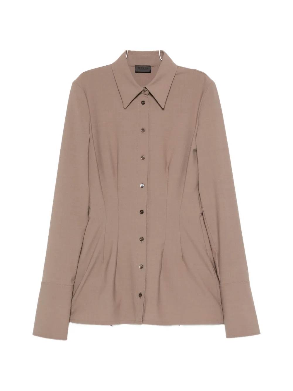 Mugler Button-down Pleated-design Shirt In Brown