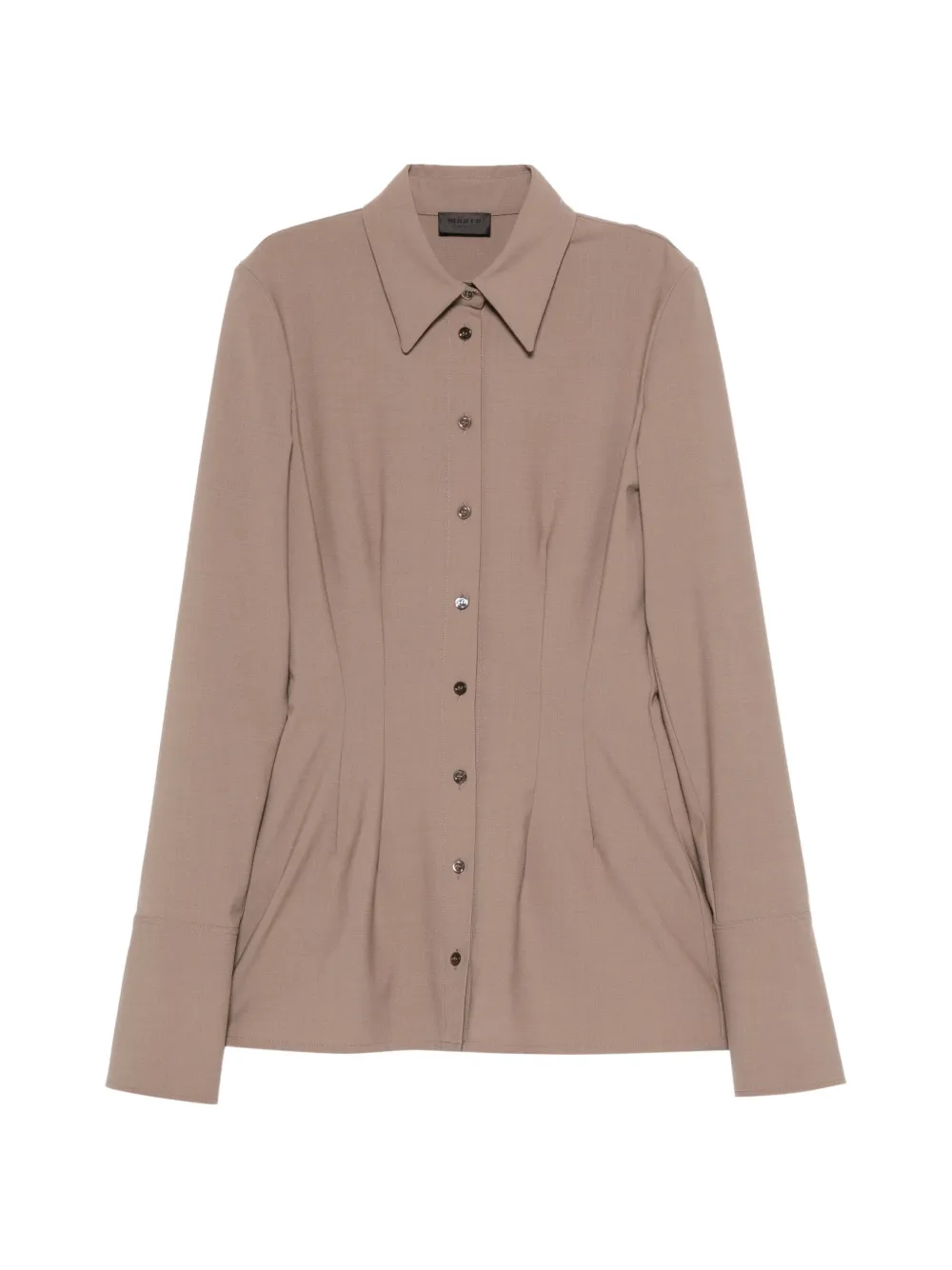 Mugler button-down pleated-design shirt - Marrone