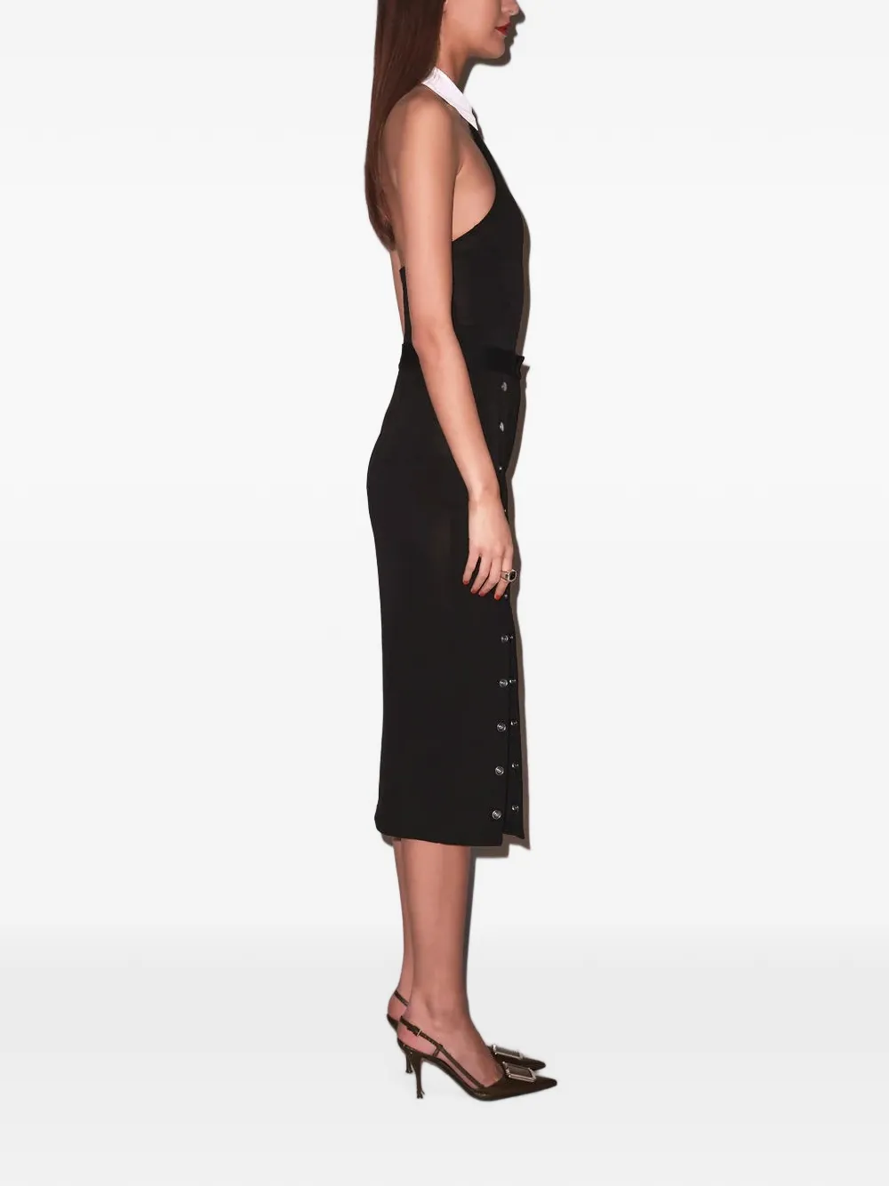 Fleur Du Mal Undo Me midi-rok verfraaid met knopen en split Zwart