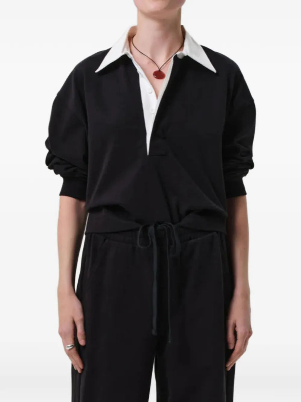 Citizens of Humanity Aris Rugby cropped poloshirt Zwart