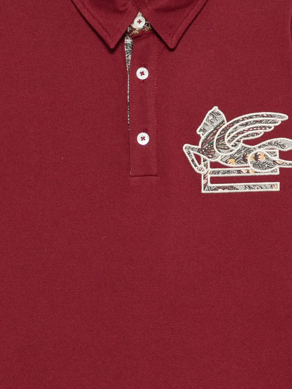 ETRO KIDS Poloshirt met Pegaso-patch en lange mouwen Rood
