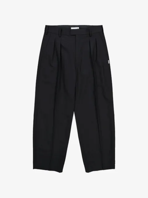 WTAPS TRDT1801 pleated logo-patch tailored trousers