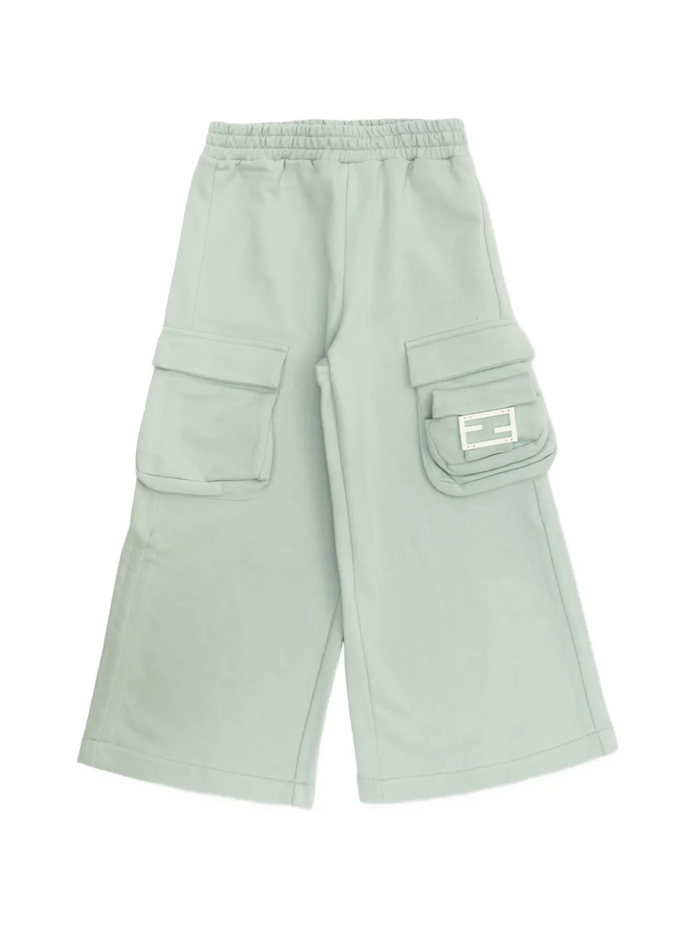 Fendi Kids Cargohose mit Logo-Schild - Grün