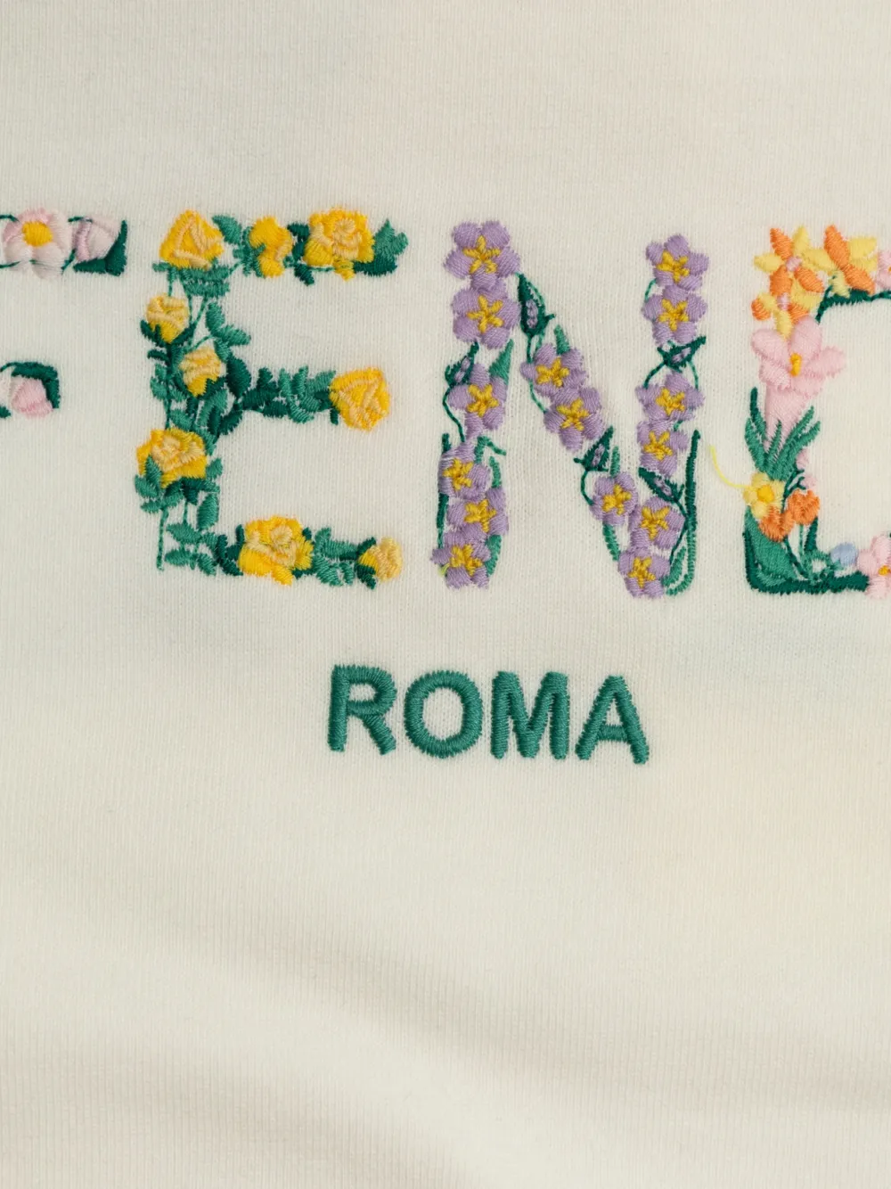 Fendi Kids Sweater met geborduurde bloemen en logo Beige