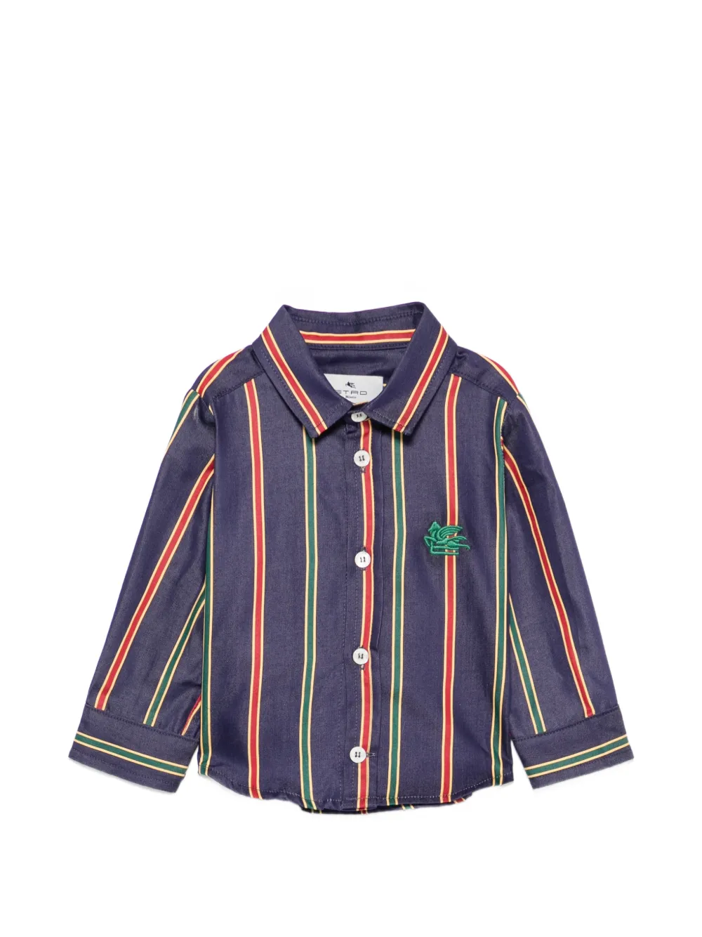 ETRO KIDS Pegasus-embroidered striped shirt - Blu