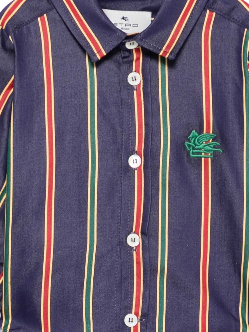 ETRO KIDS Gestreept shirt met Pegasus-borduurwerk Blauw