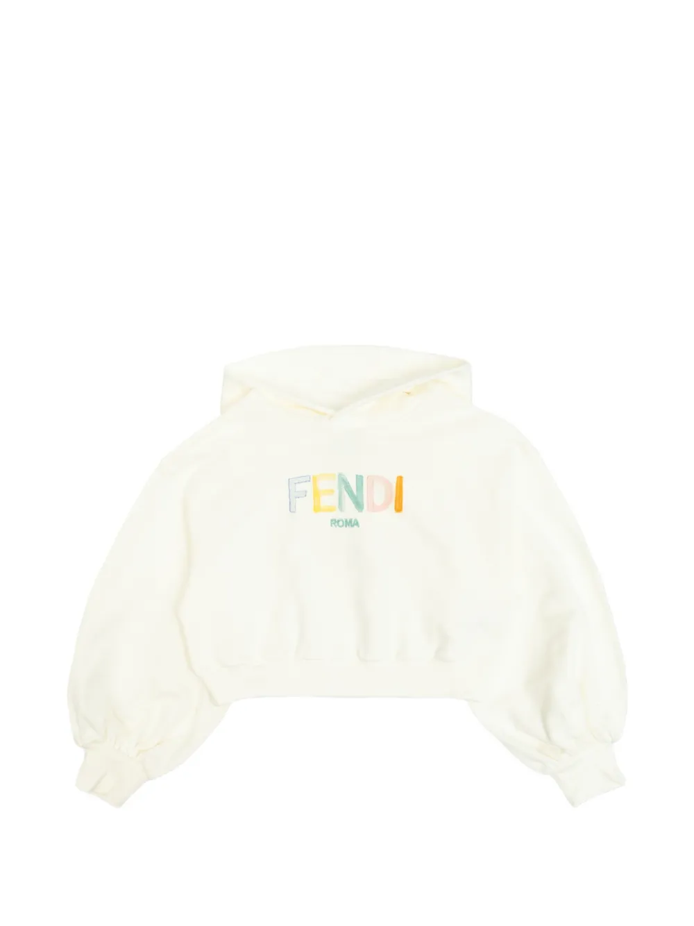 Fendi Kids Felpa crop con cappuccio e logo - Bianco