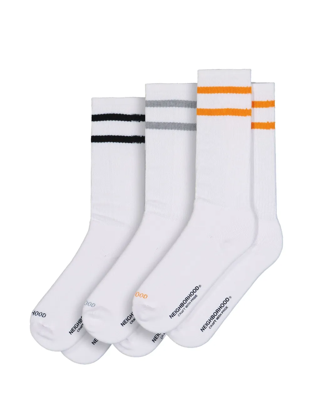 Neighborhood classic ribbed striped socks (pack of three) - Bianco