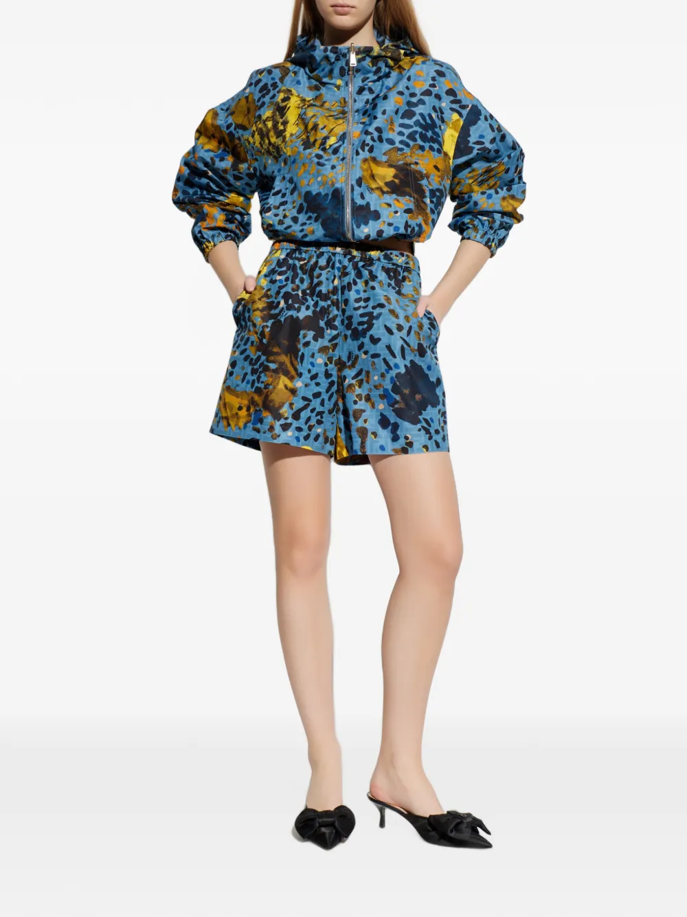 FENDI Shorts met abstracte print Blauw