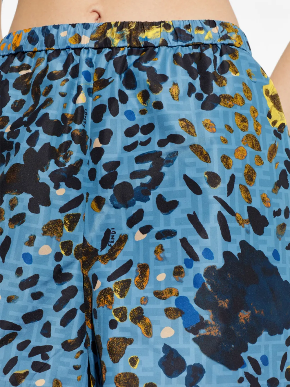 FENDI Shorts met abstracte print Blauw