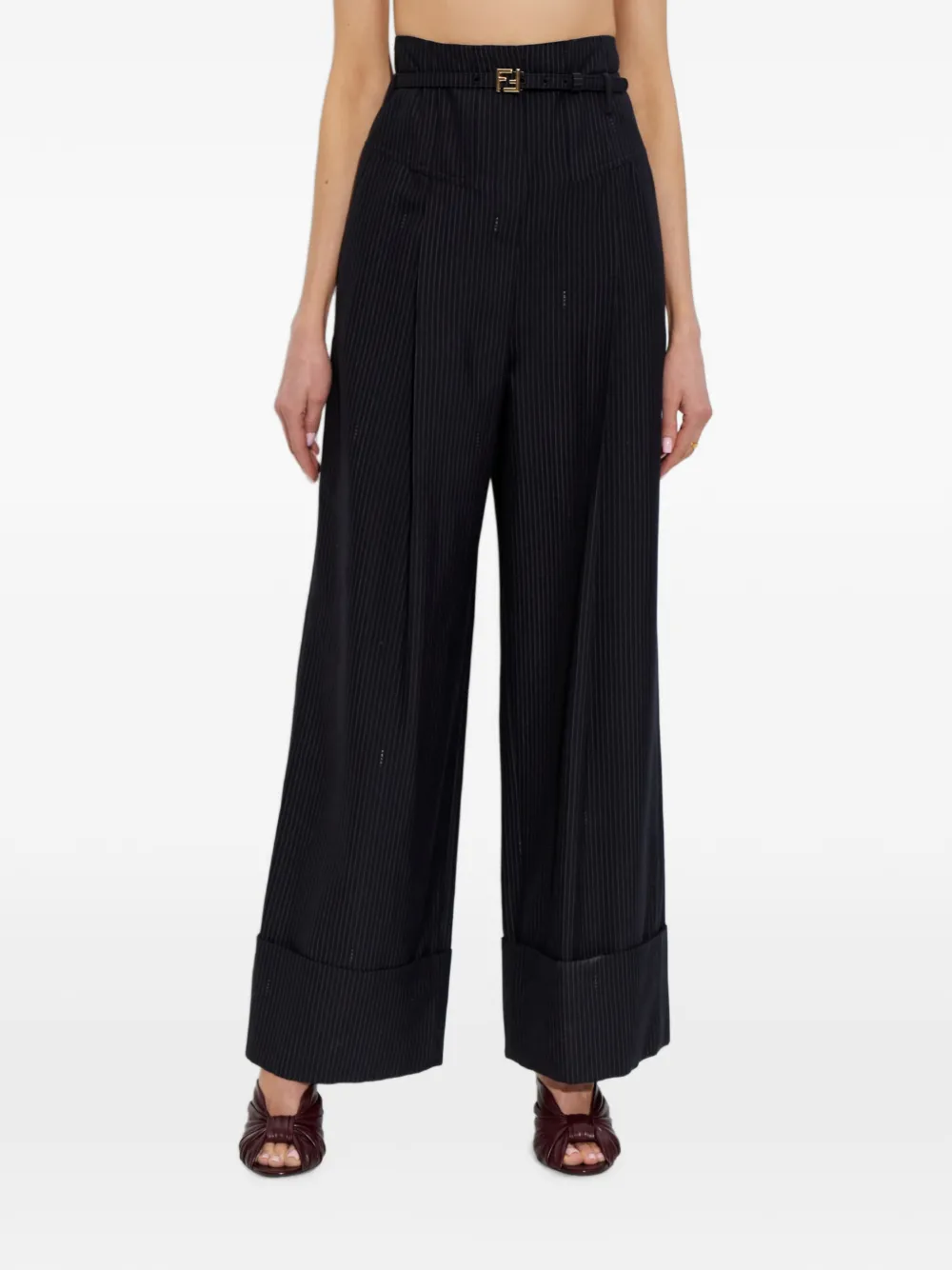 FENDI Broek met krijtstreep Zwart