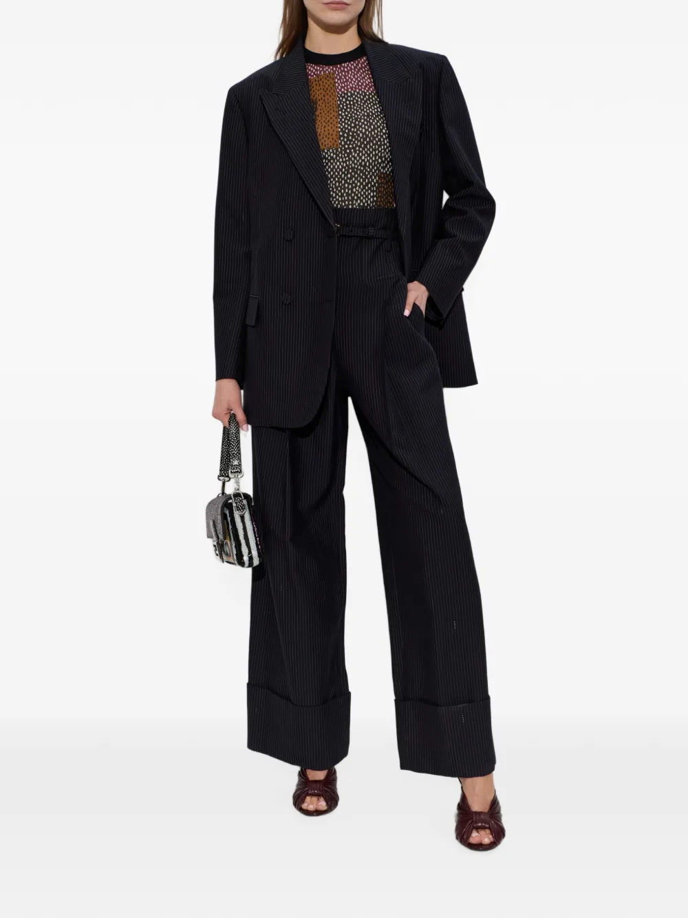 FENDI Broek met krijtstreep Zwart